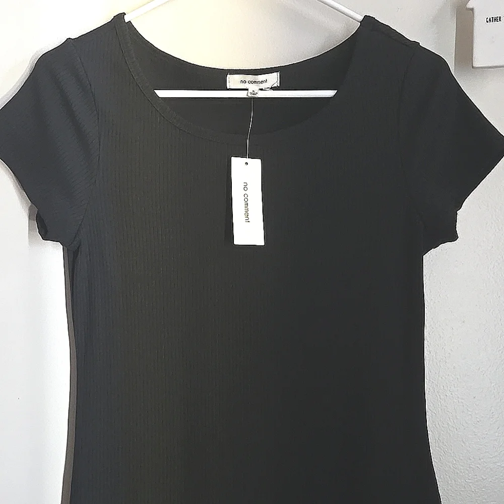 No Comment Short Sleeve Ribbed Mini Dress - Picture 2 of 9